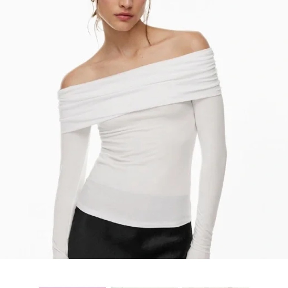 Babaton Light Gray Off-Shoulder top
